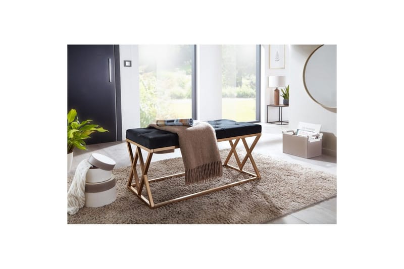 Bænk Wohnling polstret Chesterfield-look med fløjlspolstring dobbelt ramme - dobbelt ramme - Møbler - Stole & lænestole - Taburet & skammel - Puf - Chesterfield puf