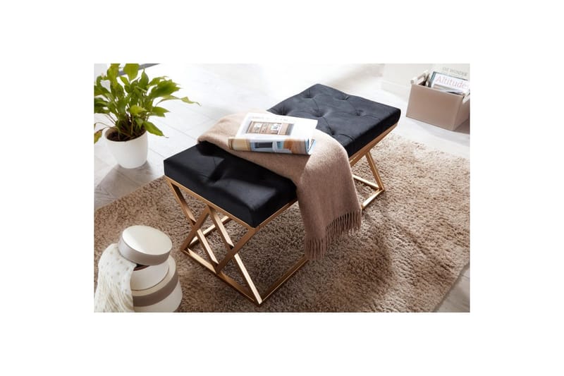 Bænk Wohnling polstret Chesterfield-look med fløjlspolstring dobbelt ramme - dobbelt ramme - Møbler - Stole & lænestole - Taburet & skammel - Puf - Chesterfield puf