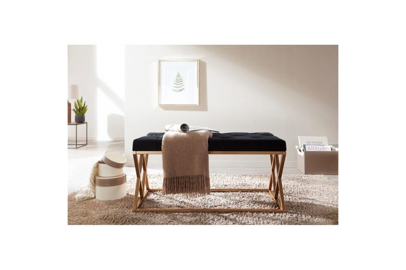 Bænk Wohnling polstret Chesterfield-look med fløjlspolstring dobbelt ramme - dobbelt ramme - Møbler - Stole & lænestole - Taburet & skammel - Puf - Chesterfield puf