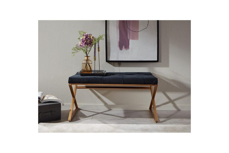 Bænk Wohnling polstret Chesterfield-look med fløjlspolstring enkelt ramme - enkelt ramme - Møbler - Stole & lænestole - Taburet & skammel - Puf - Chesterfield puf