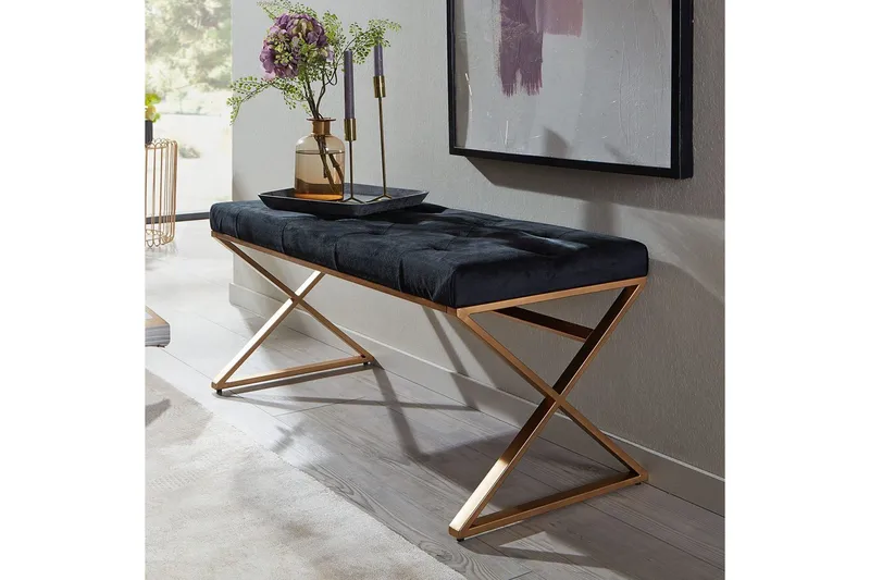 Bænk Wohnling polstret Chesterfield-look med fløjlspolstring enkelt ramme - enkelt ramme - Møbler - Stole & lænestole - Taburet & skammel - Puf - Chesterfield puf