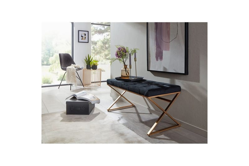 Bænk Wohnling polstret Chesterfield-look med fløjlspolstring enkelt ramme - enkelt ramme - Møbler - Stole & lænestole - Taburet & skammel - Puf - Chesterfield puf