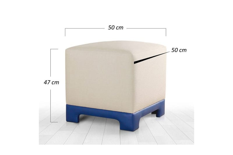 Puf Belarville Creme / Blå - Creme / Blå - Møbler - Stole & lænestole - Taburet & skammel - Ottoman