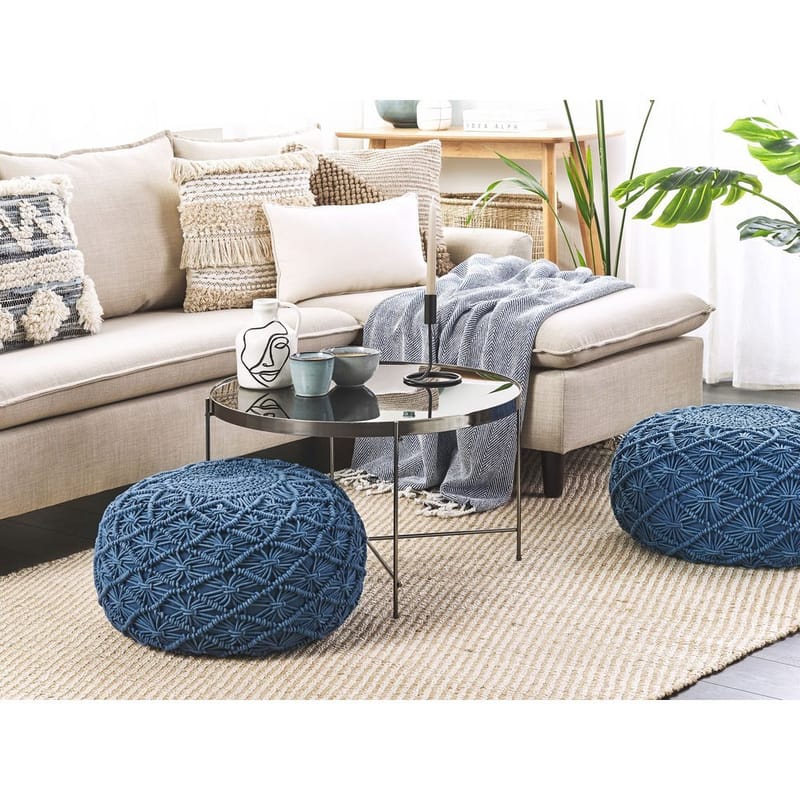 Puf Berkane - Blå/50x50x30 - Møbler - Stole & lænestole - Taburet & skammel - Ottoman