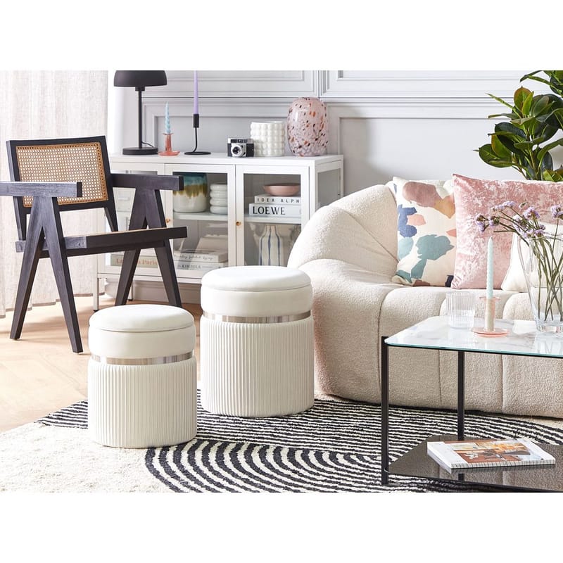 Puf Camdenton 2-pak - Hvid - Møbler - Stole & lænestole - Taburet & skammel - Ottoman