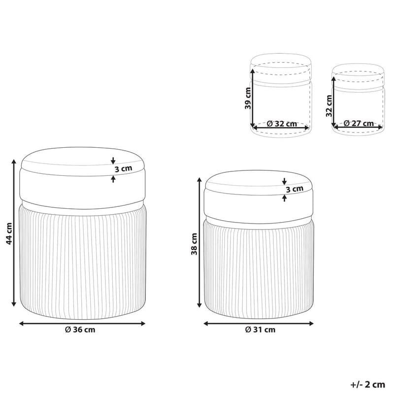 Puf Camdenton 2-pak - Hvid - Møbler - Stole & lænestole - Taburet & skammel - Ottoman