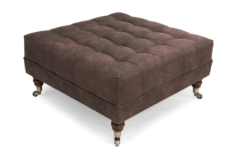 Chesterfield Deluxe Fodskammel Firkantet 70 cm - Velour Petrolblå - Chesterfield puf - Puf