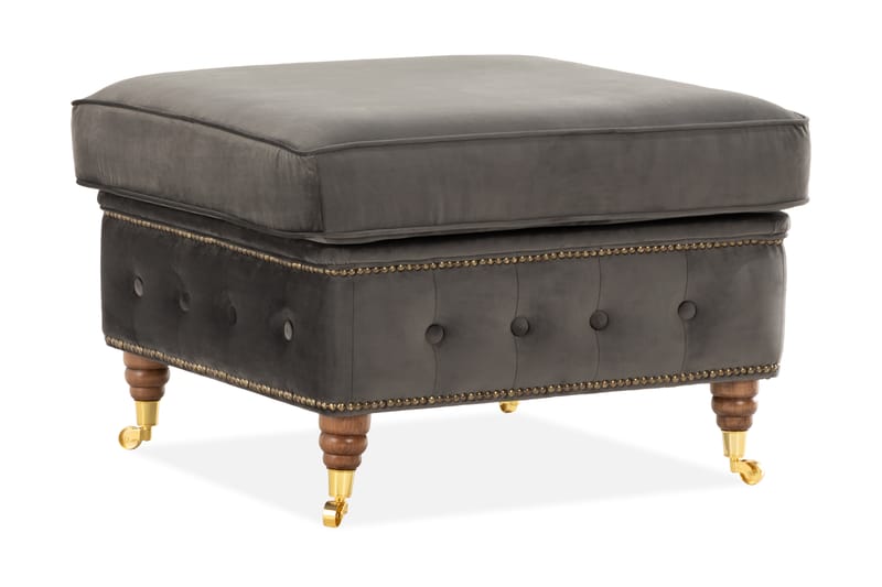Chesterfield Deluxe Fodskammel - Grå - Møbler - Stole & lænestole - Taburet & skammel - Puf - Chesterfield puf