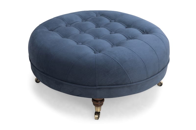 Chesterfield Deluxe Fodskammel Rund 80 cm - Velour Beige - Møbler - Stole & lænestole - Taburet & skammel - Puf - Chesterfield puf