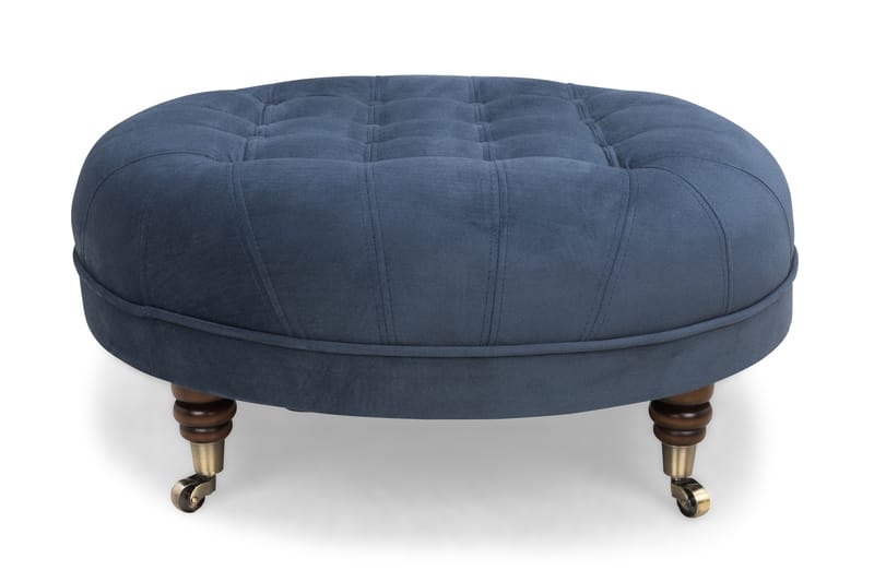 Chesterfield Deluxe Fodskammel Rund 80 cm - Velour Beige - Møbler - Stole & lænestole - Taburet & skammel - Puf - Chesterfield puf