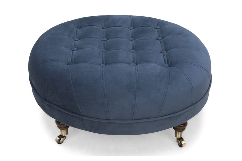 Chesterfield Deluxe Fodskammel Rund 80 cm - Velour Beige - Møbler - Stole & lænestole - Taburet & skammel - Puf - Chesterfield puf