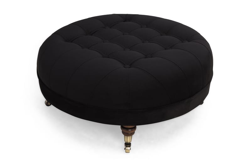 Chesterfield Deluxe Fodskammel Rund 80 cm - Velour Mørkegrøn - Møbler - Stole & lænestole - Taburet & skammel - Puf - Chesterfield puf