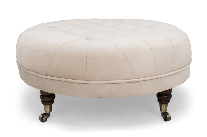 Chesterfield Deluxe Fodskammel Rund 80 cm - Velour Sort - Møbler - Stole & lænestole - Taburet & skammel - Puf - Chesterfield puf
