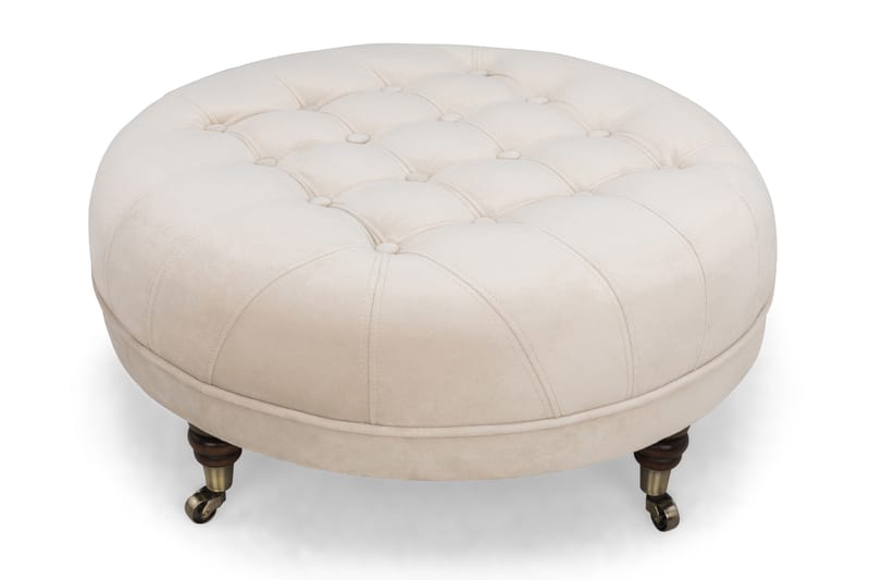 Chesterfield Deluxe Fodskammel Rund 80 cm - Velour Sort - Møbler - Stole & lænestole - Taburet & skammel - Puf - Chesterfield puf