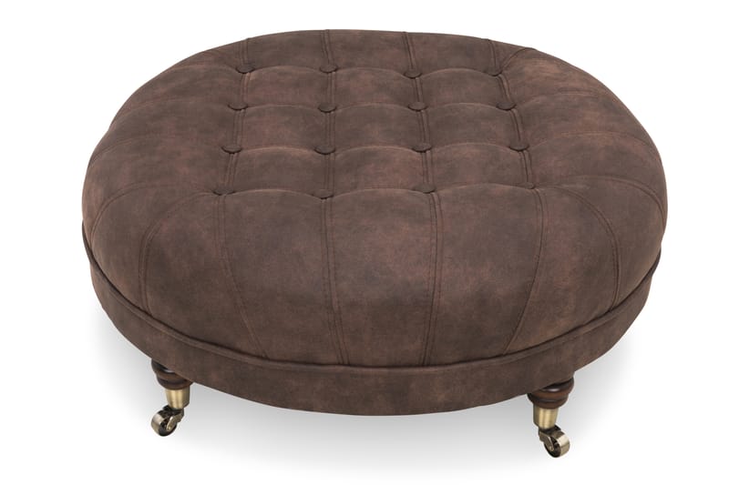 Chesterfield Deluxe Fodskammel Rund 80 cm - Velour Petrolblå - Møbler - Stole & lænestole - Taburet & skammel - Puf - Chesterfield puf