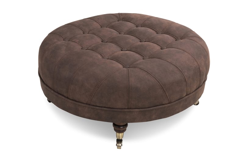 Chesterfield Deluxe Fodskammel Rund 80 cm - Velour Petrolblå - Chesterfield puf - Puf