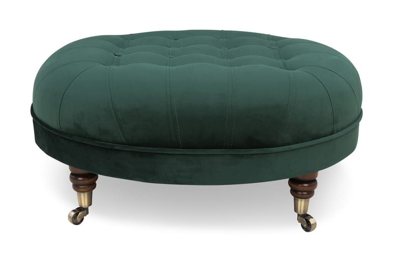 Chesterfield Deluxe Fodskammel Rund 80 cm - Vintage Mørkebrun - Chesterfield puf - Puf