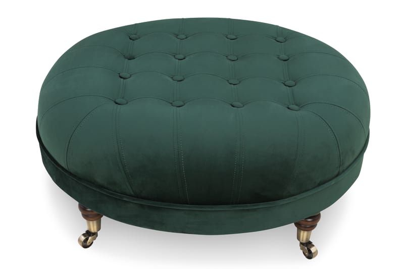 Chesterfield Deluxe Fodskammel Rund 80 cm - Vintage Mørkebrun - Møbler - Stole & lænestole - Taburet & skammel - Puf - Chesterfield puf