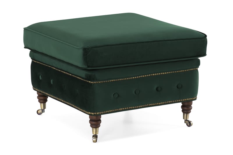 Chesterfield Deluxe Puf - Velour Mørkegrøn - Møbler - Stole & lænestole - Taburet & skammel - Puf - Chesterfield puf