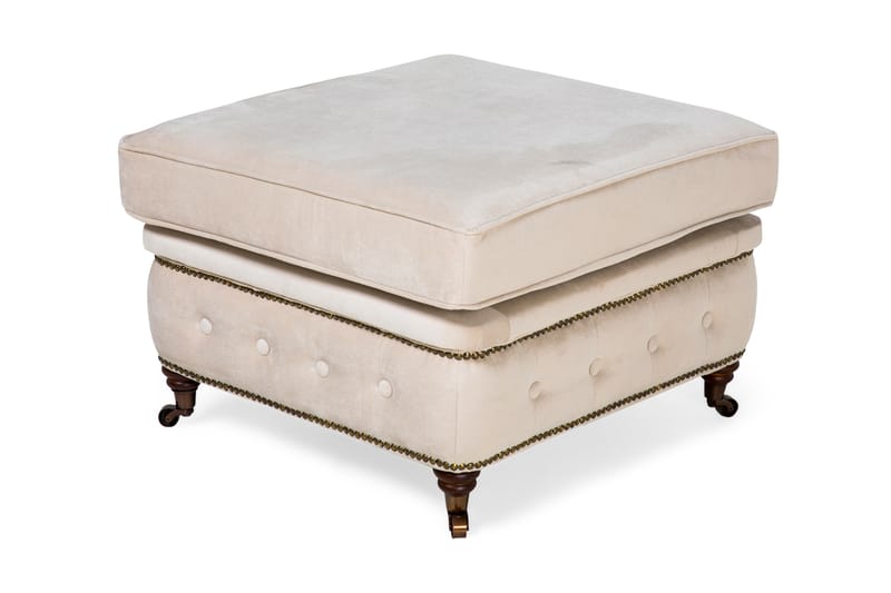 Chesterfield Deluxe Puf Velour - Beige - Chesterfield puf - Puf