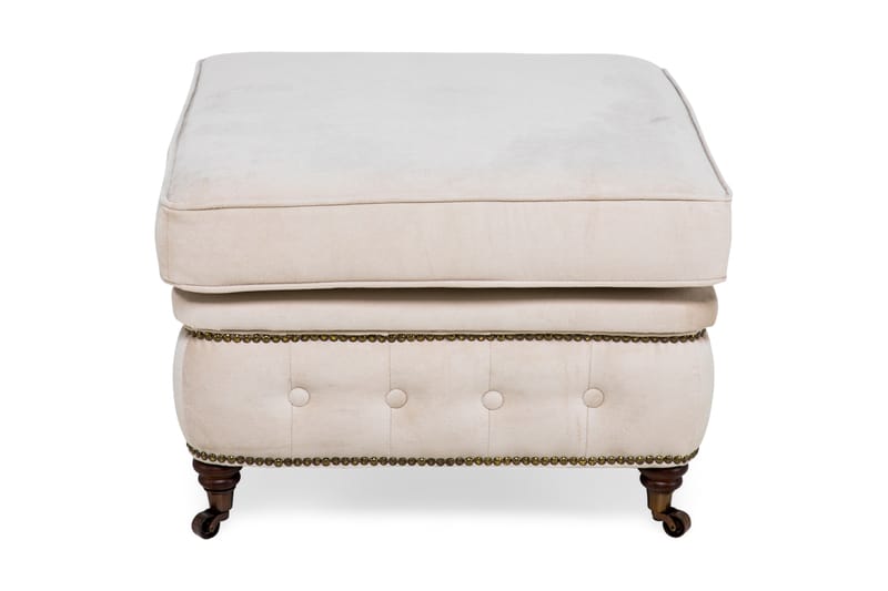 Chesterfield Deluxe Puf Velour - Beige - Chesterfield puf - Puf