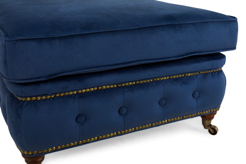 Chesterfield Deluxe Puf - Velour Petrolblå - Chesterfield puf - Puf