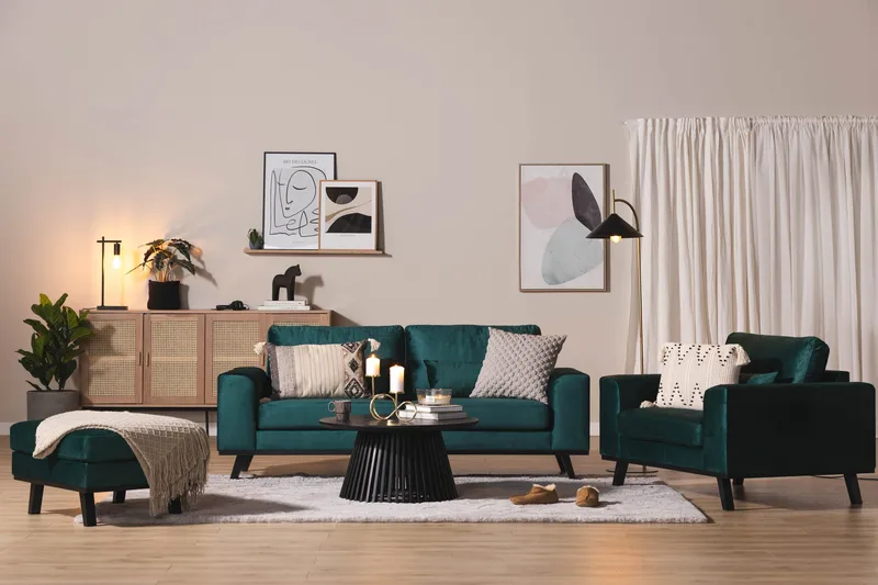 Copenhagen Fodskammel Velour - Grøn - Møbler - Stole & lænestole - Taburet & skammel - Puf