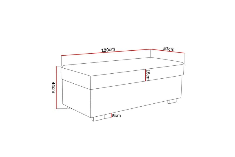 Crazy Fodskammel med Opbevaring 120x50, Antracit