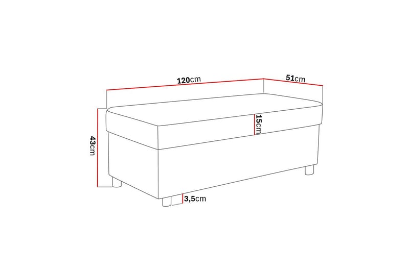 Crazy Fodskammel med Opbevaring 120x50 - Lysegrå - Møbler - Stole & lænestole - Taburet & skammel - Puf