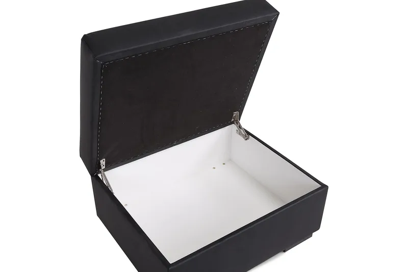 Crazy Fodskammel med Opbevaring 80x65 - Sort Kunstlæder - Møbler - Stole & lænestole - Taburet & skammel - Puf