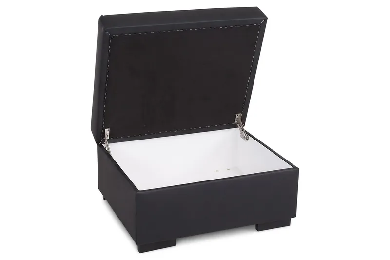 Crazy Fodskammel med Opbevaring 80x65 - Sort Kunstlæder - Møbler - Stole & lænestole - Taburet & skammel - Puf