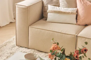 Cubo 1-personers Rektangulær Fodskammelmodul i Stof 80 cm bred - Beige - Møbler - Stole & lænestole - Taburet & skammel - Puf