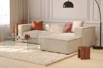 Cubo 1-personers Rektangulær Fodskammelmodul i Manchester 120 cm bred - Beige - Møbler - Stole & lænestole - Taburet & skammel - Puf