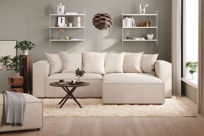 Cubo 1-personers Rektangulær Fodskammelmodul i Manchester 120 cm bred - Beige - Møbler - Stole & lænestole - Taburet & skammel - Puf