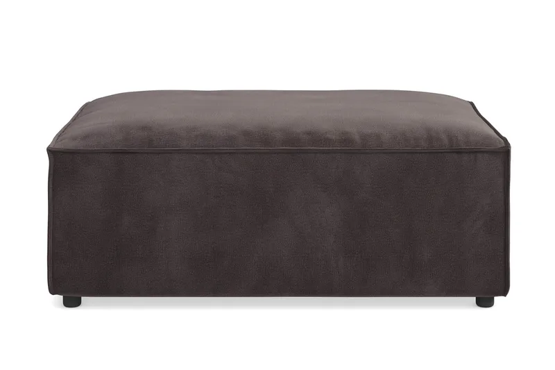 Cubo 1-personers Rektangulær Fodskammelmodul i Fløjl 120 cm bred, Mørkegrå