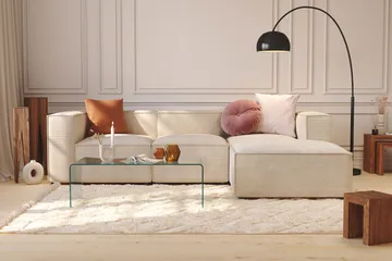 Cubo 1-personers Rektangulær Fodskammelmodul i Manchester 120 cm bred - Beige - Møbler - Stole & lænestole - Taburet & skammel - Puf