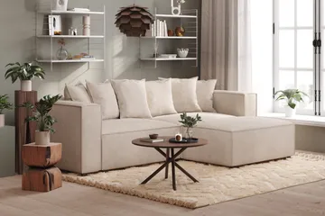 Cubo 1-personers Rektangulær Fodskammelmodul i Manchester 120 cm bred - Beige - Møbler - Stole & lænestole - Taburet & skammel - Puf