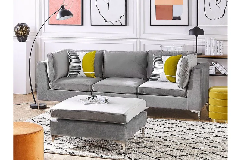 Evja Fodskammel - Velour/Grå - Møbler - Stole & lænestole - Taburet & skammel - Puf