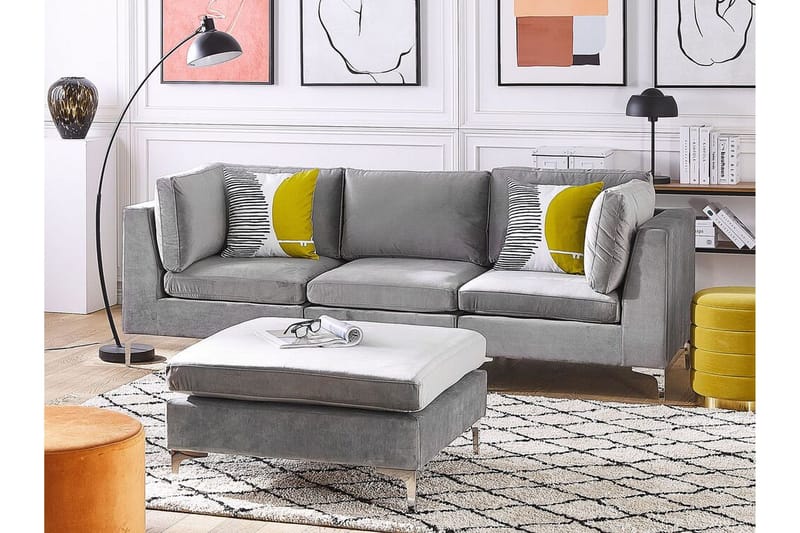 Evja Fodskammel - Velour/Grå - Møbler - Stole & lænestole - Taburet & skammel - Puf