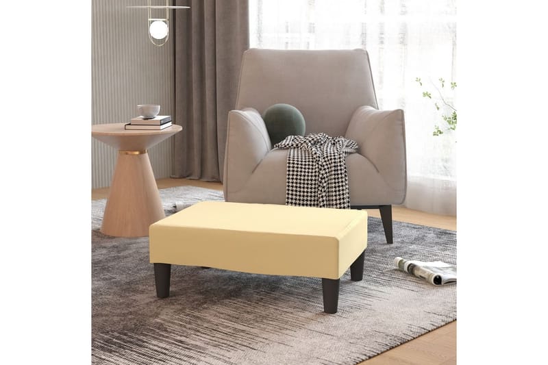 fodskammel 78x56x32 cm fløjl cremefarvet - Creme - Møbler - Stole & lænestole - Taburet & skammel - Puf
