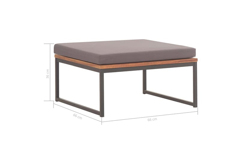 Fodskammel Med Hynde 66x66x36 cm Massivt Akacietræ Mørkegrå - Grå - Møbler - Stole & lænestole - Taburet & skammel - Puf
