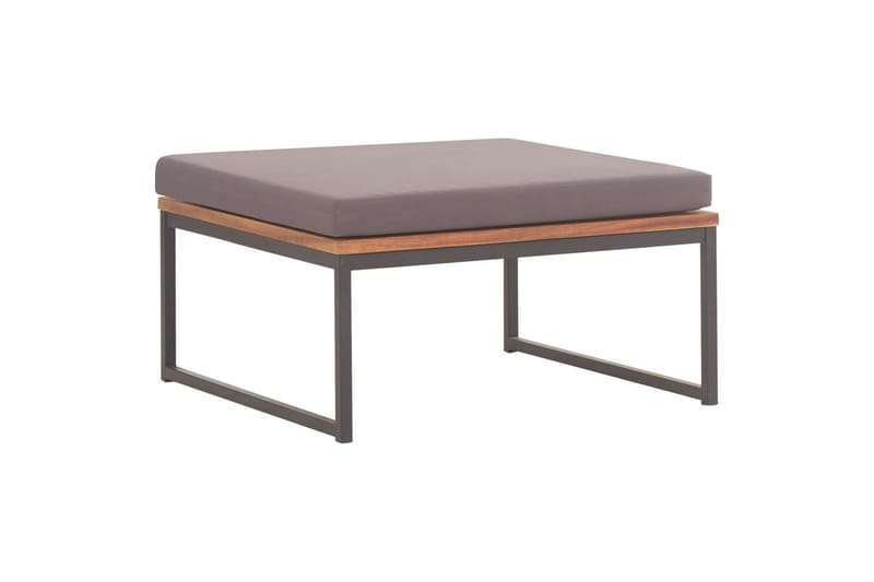 Fodskammel Med Hynde 66x66x36 cm Massivt Akacietræ Mørkegrå - Grå - Møbler - Stole & lænestole - Taburet & skammel - Puf