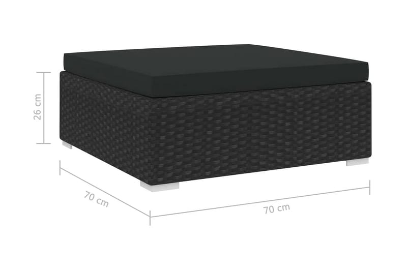 Fodskammel Til Sofa Med Hynde Polyrattan Sort - Møbler - Stole & lænestole - Taburet & skammel - Puf