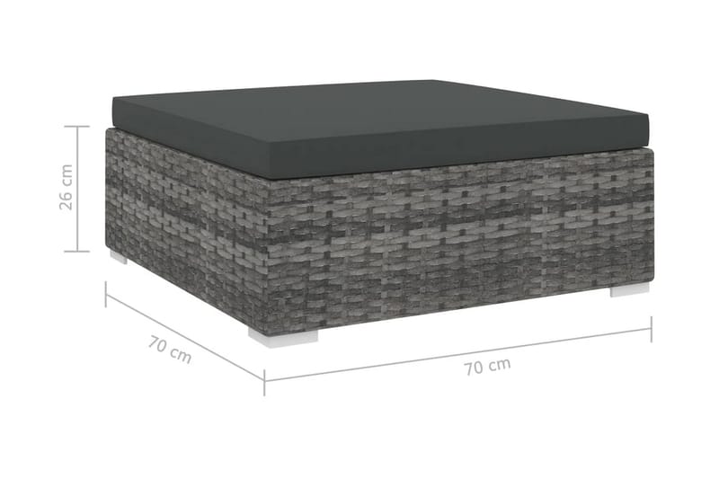Fodskammel Til Sofa Med Hynde Polyrattan Grå - Møbler - Stole & lænestole - Taburet & skammel - Puf