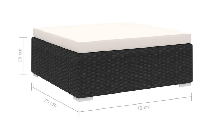 Fodskammel Til Sofa Med Hynde Polyrattan Sort - Møbler - Stole & lænestole - Taburet & skammel - Puf