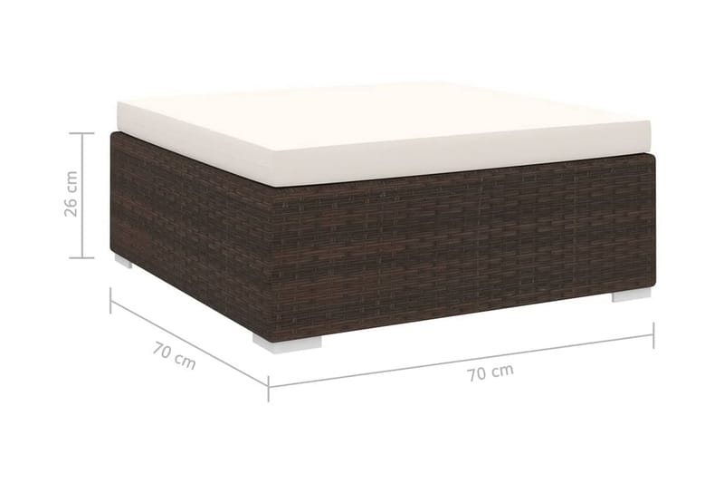 Fodskammel Til Sofa Med Hynde Polyrattan Brun - Møbler - Stole & lænestole - Taburet & skammel - Puf
