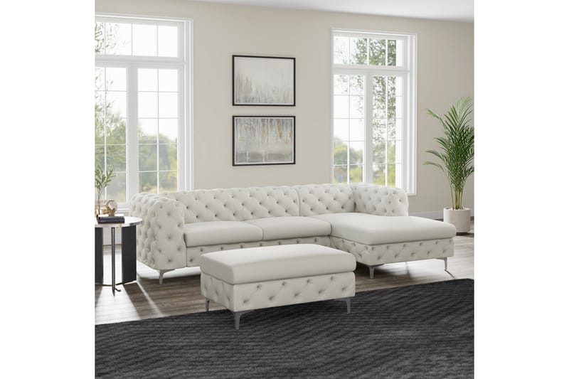 Glennie Fodskammel 67 cm Rektangulær - Beige - Møbler - Stole & lænestole - Taburet & skammel - Puf