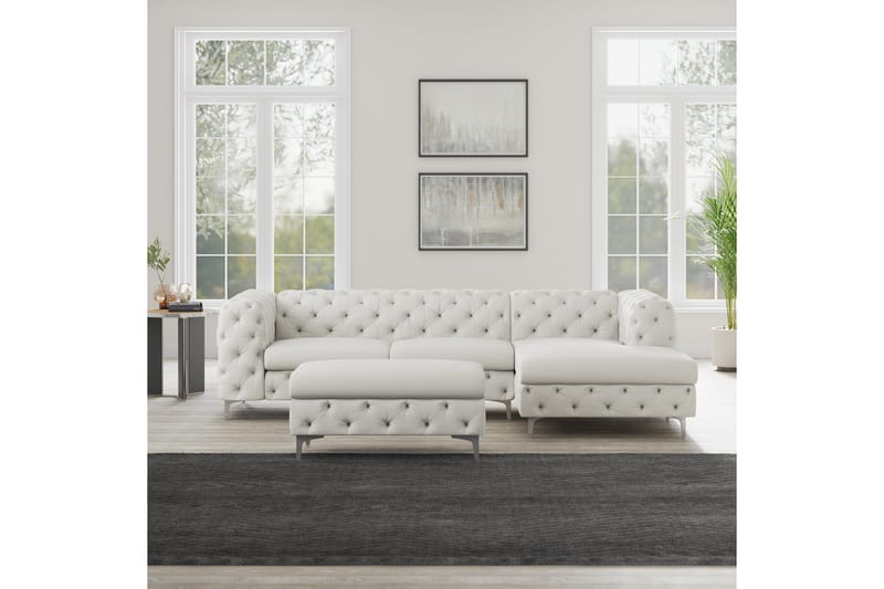 Glennie Fodskammel 67 cm Rektangulær - Beige - Møbler - Stole & lænestole - Taburet & skammel - Puf