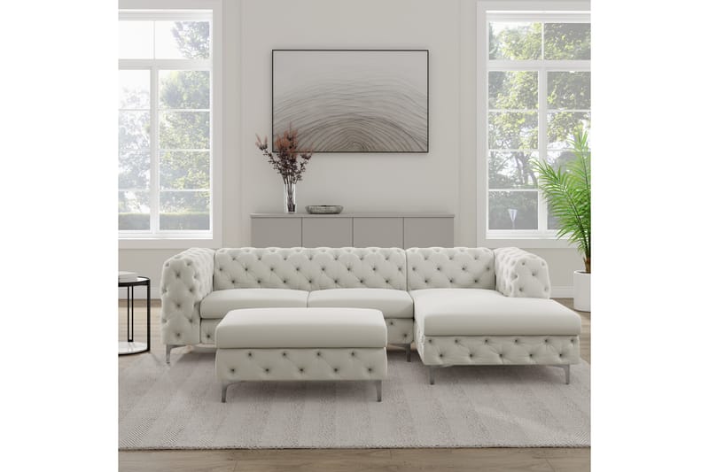 Glennie Fodskammel 67 cm Rektangulær - Beige - Møbler - Stole & lænestole - Taburet & skammel - Puf