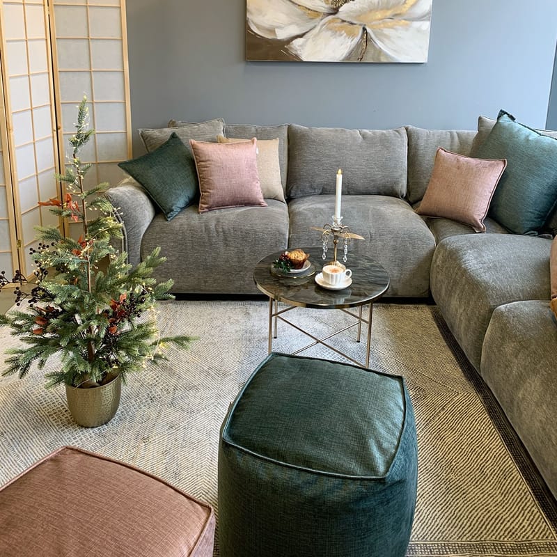 puf HOME4YOU Voss 55x55x45 cm pink - Lyserød - Møbler - Stole & lænestole - Taburet & skammel - Ottoman